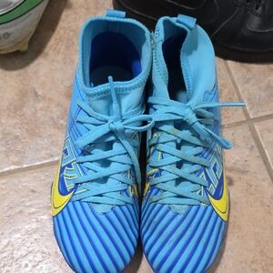Nike Kids Blue and Yellow Sneakers Mbappae Shoes
